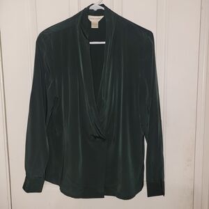 Casual Corner Dark Green Draped Blouse